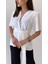 Kısa Kol Önü Kuşaklı Ayrobin Bluz Ekru 1