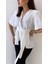 Kısa Kol Önü Kuşaklı Ayrobin Bluz Ekru 3