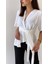 Kısa Kol Önü Kuşaklı Ayrobin Bluz Ekru 4
