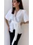 Kısa Kol Önü Kuşaklı Ayrobin Bluz Ekru 5