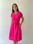Kuşaklı Ayrobin Keten Elbise Pembe 6