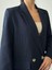 Pliseli Çift Düğme Oversize Ceket Lacivert 2