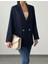 Pliseli Çift Düğme Oversize Ceket Lacivert 5