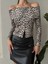Madonna Yaka Düğmeli Leopar Bluz Bej 2