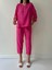 Belis Önü Düğmeli Keten Ikili Takım Pembe 6