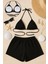 Kadın Siyah Şortlu Belden ve Boyundan Bağlamalı Bikini Takımı 1
