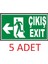 5 Adet Fosforlu Acil Çıkış-Exit Levhası - Fotolümenli - Sol Yön 2