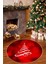 Kırmızı Yılbaşı Temalı Dijital Baskılı Yıkanabilir Kaymaz Yuvarlak Halı 1