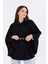 Kadın Siyah Kemer Detaylı Kaşe Panço Oversize 4