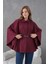 Bordo Kaşe Kemerli Kadın Panço – Kışlık Şık Dış Giyim 5