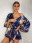 Arias Closet Çiçek Desenli Mavi Mini Saten Gecelik Sabahlık 4