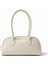 Yatay Formlu Çift Saplı Omuz Çantası - Krem 1