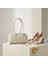 Yatay Formlu Çift Saplı Omuz Çantası - Krem 4
