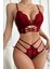 Kadın Bordo Dantel Cut-Out Detaylı Şık Sütyen ve Külot Takımı 5