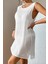 Kadın Beyaz Sırt Detaylı Yırtmaçlı Plaj Elbisesi Pareo 5