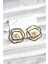 Pirinç Gold Renk Siyah Mineli Geometrik Gül Model Kadın Küpe - TJ-BKP11376 1