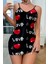 Love Desenli Siyah Saten Gecelik - IH001U-4VWDV7 1