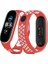 Xiaomi Mi Band 4 Spor Delikli Kordon - Kırmızı-Beyaz 1