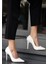 Hillar Beyaz Cilt Stiletto Ayakkabı 5