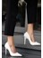 Hillar Beyaz Cilt Stiletto Ayakkabı 9