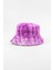 Mor Fitilli Desen Peluş Kürk Bucket Şapka 2