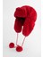 Suni Kürk Kırmızı Peluş Şapka - Kulaklı Pliot Şapka 1