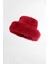 Kırmızı Kürk Yuvarlak Kalpak Şapka Peluş Bucket Şapka 1
