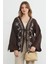Nakışlı Önü Bağcıklı Keten Görünümlü Kimono 1