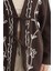 Nakışlı Önü Bağcıklı Keten Görünümlü Kimono 4