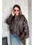 Kadın Oversıze Altı Lastikli Deri Mont 1055 4