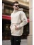 Bej Kapüşonlu Cep Detaylı Erkek Sweatshirt 7092 1