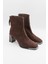 Kristebell Ithal Süet Deri Topuklu Arkadan Fermuarlı Kadın Bot 2506 - Kahve - 36 2