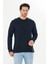 Erkek Pamuklu V Yaka Uzun Kollu Tişört Lacivert 5021-L 4