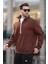 Acı Kahverengi Dik Yaka Yarım Fermuarlı Sweatshirt 7079 1