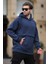 Lacivert Kapüşonlu Cep Detaylı Erkek Sweatshirt 7092 2