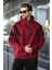 Bordo Fermuarlı Yaka Kapüşonlu Erkek Sweatshirt E7161 2
