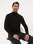 Erkek Siyah Slim Fit Pamuk Karışımlı Yarım Balıkçı Yaka Basic Triko Kazak 50318619-VR046 3