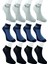 12 Çift Pamuklu Erkek Yazlık Spor Bilek Çorap Siyah Gri Lacivert 1