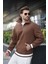 Kahverengi Fermuarlı Dik Yaka Kanguru Cep Erkek Sweatshirt E7159 3