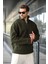Haki Yarım Fermuarlı Dik Yaka Polar Sweatshirt E7165 3