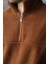 Kahverengi Yarım Fermuarlı Dik Yaka Polar Sweatshirt E7165 2