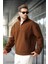 Kahverengi Yarım Fermuarlı Dik Yaka Polar Sweatshirt E7165 4