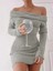 Kadın Uzun Kollu Omuzlardan Açık Kısa Şardonlu Triko Elbise 1