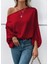 Kadın Tek Omuzu Açık Uzun Kollu Salaş Sandy Bluz 4