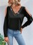 Kadın Uzun Kollu V Yakalı Omuzlardan Açık Sandy Bluz 1