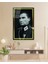 Sarıı Çerçeve Görünümlü Askerlik Yılları Atatürk Siyah Beyaz Cam Tablo 2