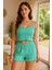 Crop Takım - Askılı Crop Takım Likralı Turkuaz (Xl) 2