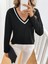 Kadın Uzun Kollu V Yakalı Viskon Iki Iplik Bluz 4