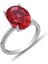 Gümüş Ice Cut Oval Kırmızı Zirkon Taşlı Kadın Yüzük 1