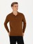Erkek Kahverengi Slim Fit Polo Yaka Basic Triko Kazak 50270169-VR029 3